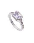 Anillo Circonia Rectangular Blanca