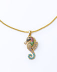 Collar de Caballito de Mar con Zirconias de Colores