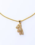 Collar Osito Colgando con Zirconia