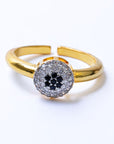 Anillo Flor de Zirconia Negro con Zirconias