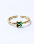 Anillo Trebol Zirconia Verde