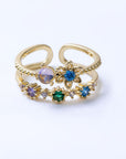 Anillo Doble Brillos Zirconia Colores
