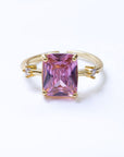 Anillo Zirconia Rosa Cuadrada Grande