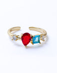 Anillo Zirconia Doble Color Rojo y Azul