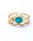 Anillo Ondas Zirconia Verde