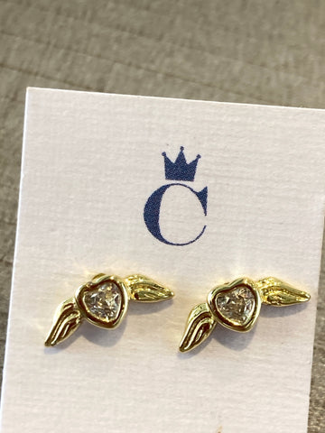 Broquel corazón zirconia en el centro y alas