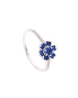 Anillo Flor Grande Zafiro