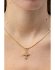 Collar de Cruz Dorada Mini con Zirconia