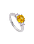 Anillo circonia blanca y citrina