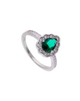 Anillo Lágrima Circonia Esmeralda