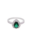 Anillo Lágrima Circonia Esmeralda