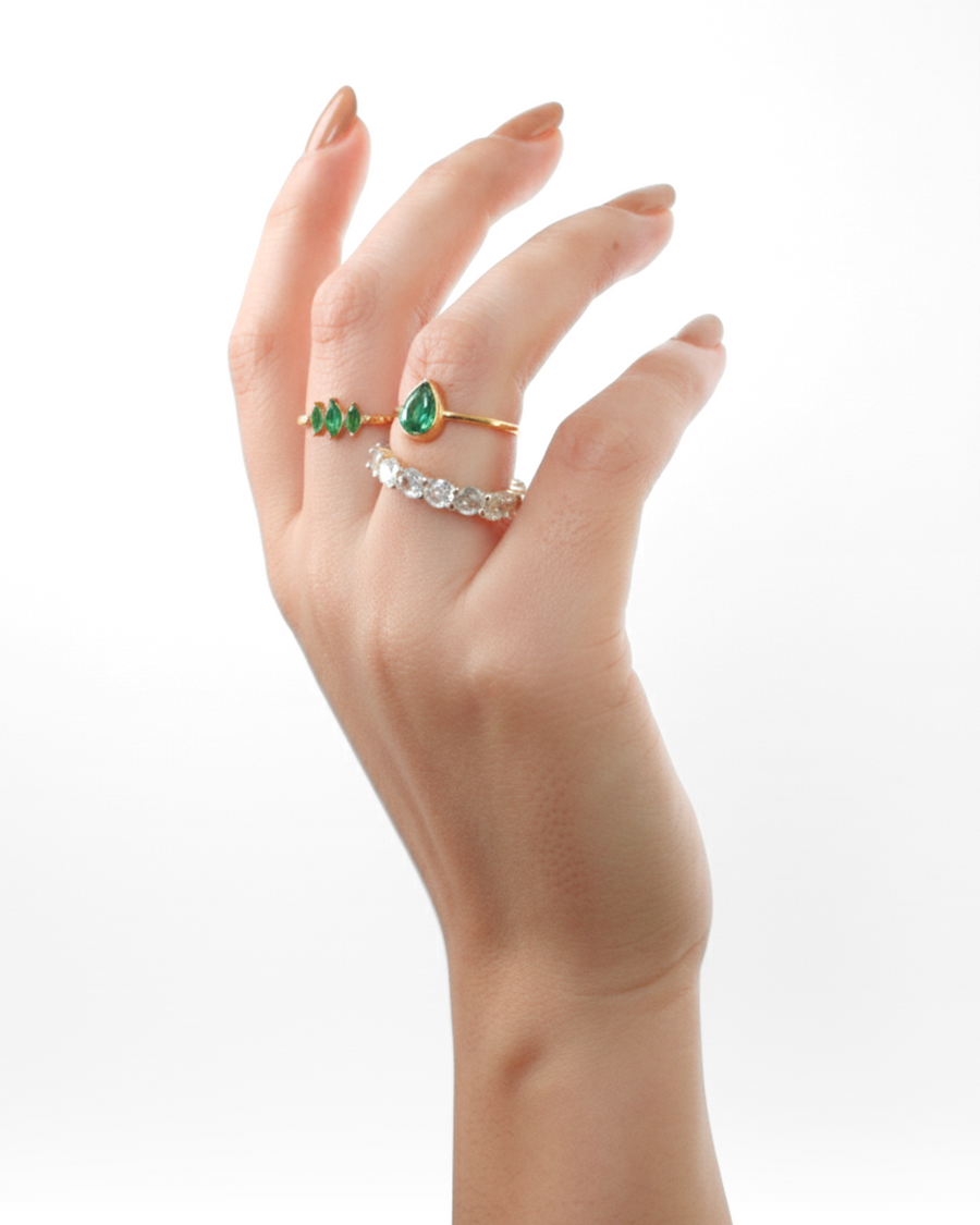 Anillo Triple Zirconia Blanca