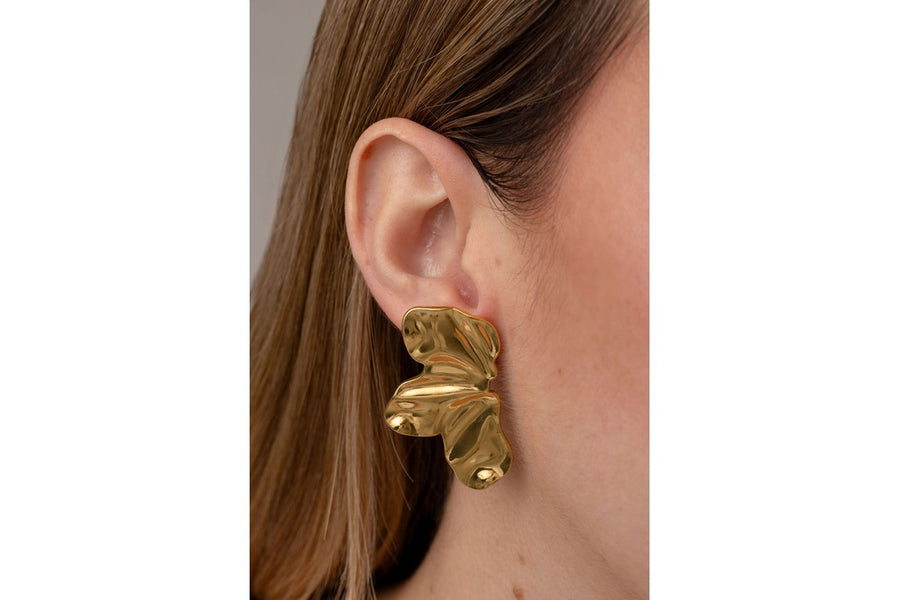 Aretes Media Flor Dorada