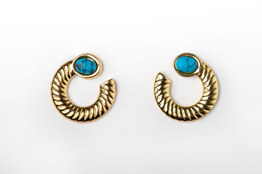 Aretes Espiral con Turquesa