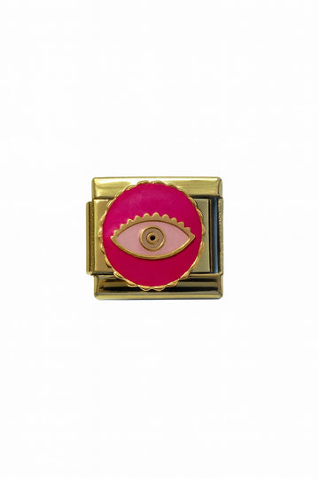 Charm ojo fondo rosa dorado