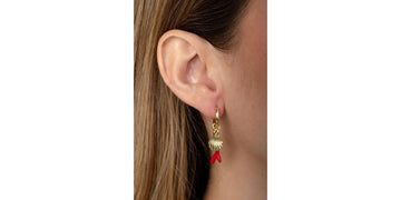 Aretes Concha Con Coral Rojo