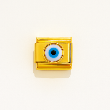 Charm Dorado ojo turco blanco en 3D