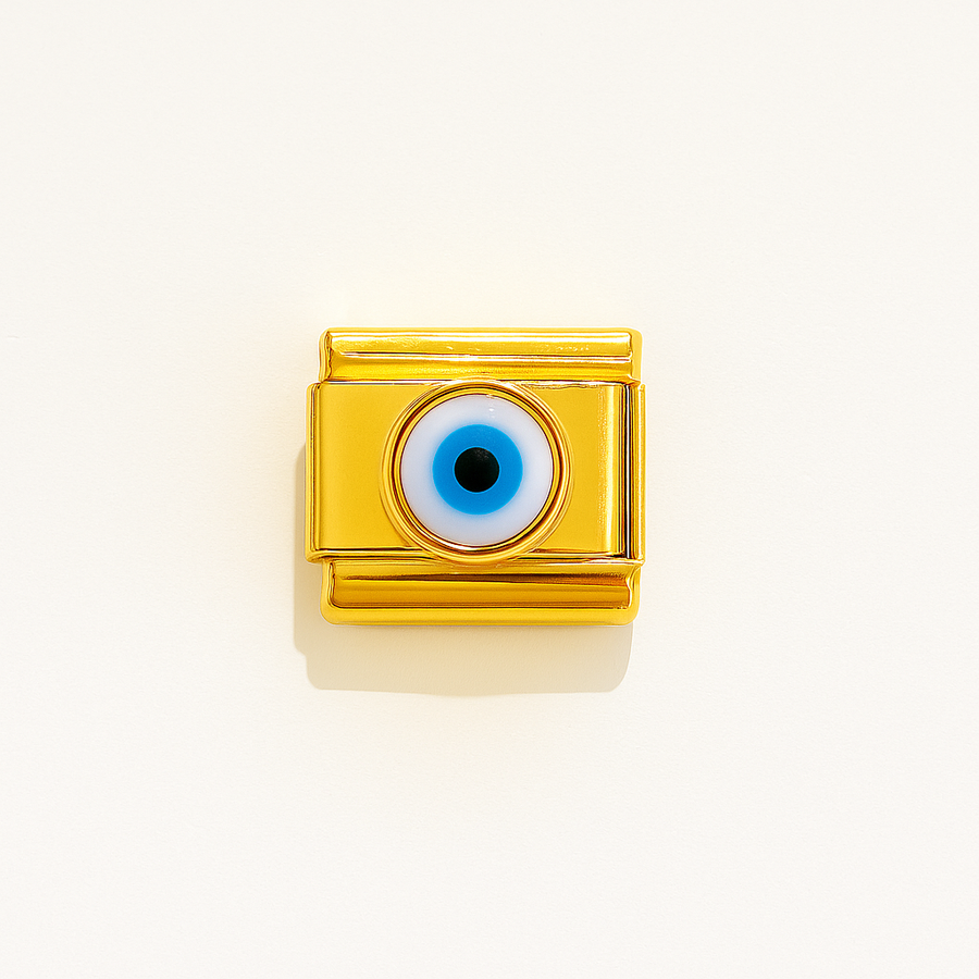 Charm Dorado ojo turco blanco en 3D