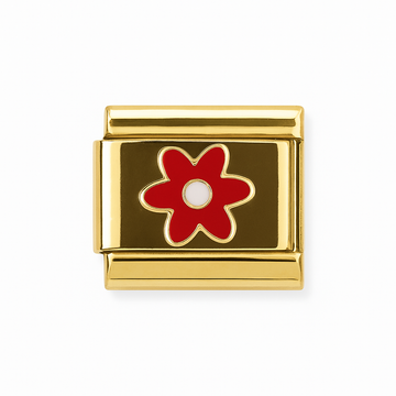 Charm flor roja fondo dorado