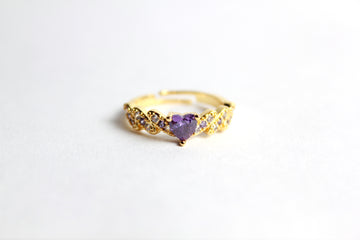 Anillo Solitario Morado con Zirconias