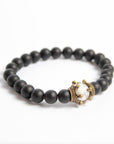 Pulsera Hombre Corona Roca Con Cuentas