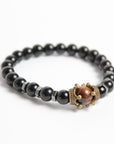 Pulsera Hombre Corona Roca Con Cuentas