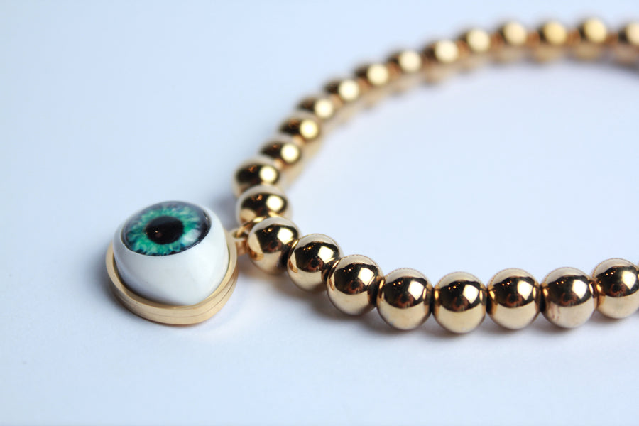 Pulsera balin con ojo realista verde