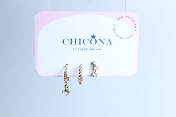 Set de 3 aretes zirconias