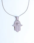 Collar mano de fátima plata con zirconias
