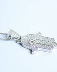 Collar mano de fátima plata con zirconias