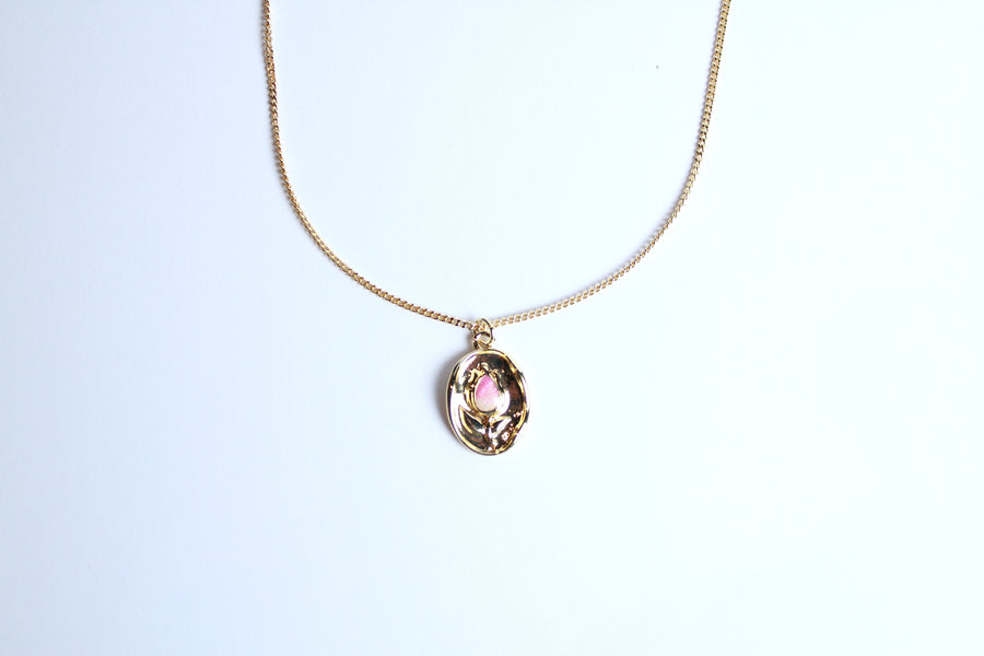 Collar dije tulipán rosa