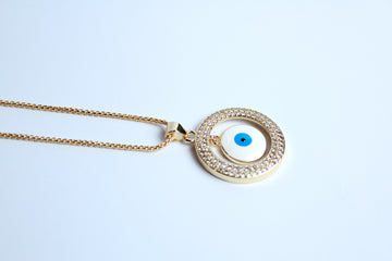 Collar ojo turco círculo de zirconias