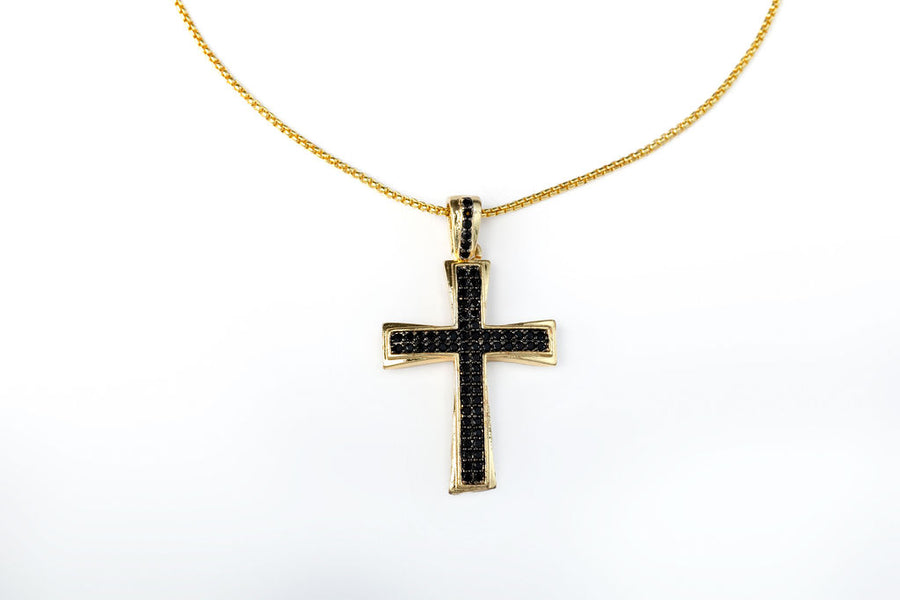 Collar Con Cruz Zirconias Negras