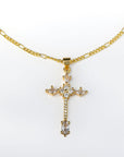 Collar dije cruz zirconias con flor