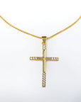 Collar Cruz Dorada Con Zirconias Blancas