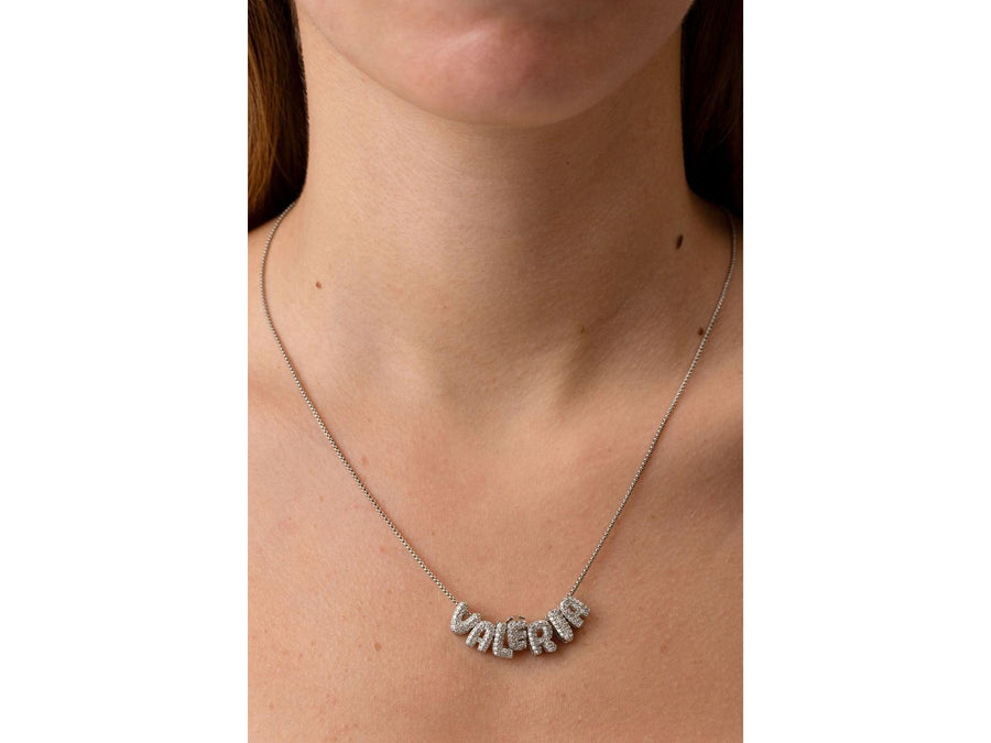 Collar personalizado plateado con zirconias