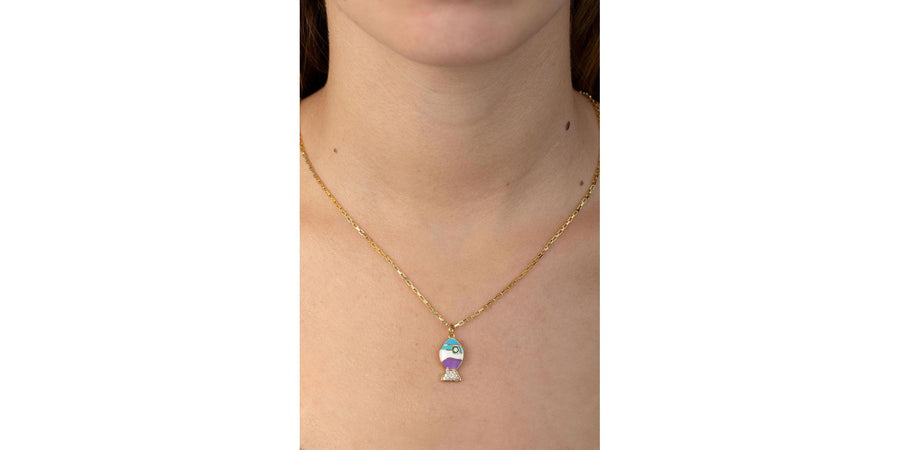 Collar Eslabon con Pez de Colores