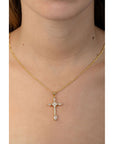 Collar dije cruz zirconias con flor