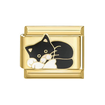 Charm Dorado gato negro