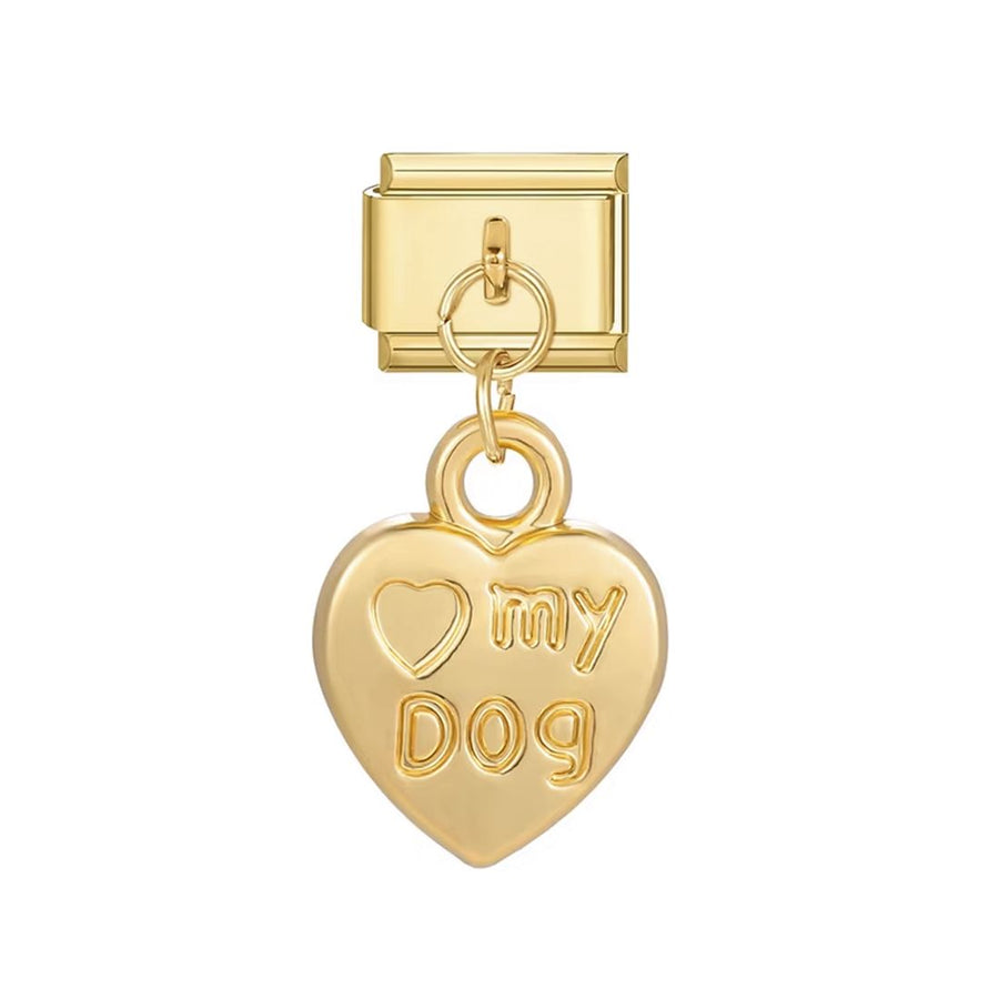 Charm Dorado corazón colgante l love my dog