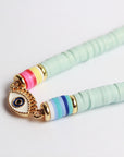 Pulsera Cuentas Planas de Colores con Ojo