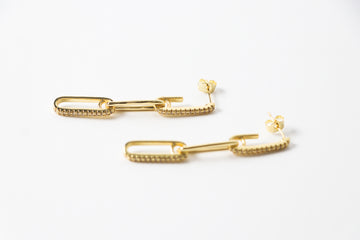 Arete Dorado con Clip Colgante con Zirconia