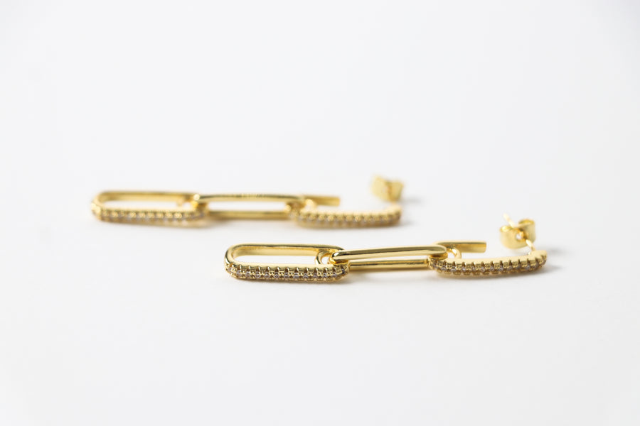 Arete Dorado con Clip Colgante con Zirconia