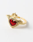 Anillo Corazón Rojo con Alas