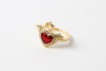 Anillo Corazón Rojo con Alas