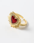 Anillo Corazón Rojo con Picos
