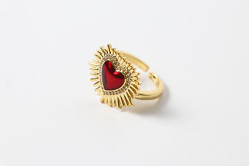 Anillo Corazón Rojo con Picos