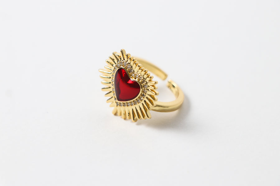 Anillo Corazón Rojo con Picos