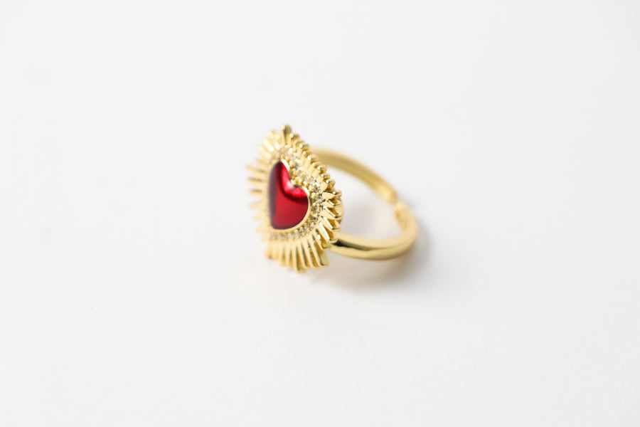 Anillo Corazón Rojo con Picos