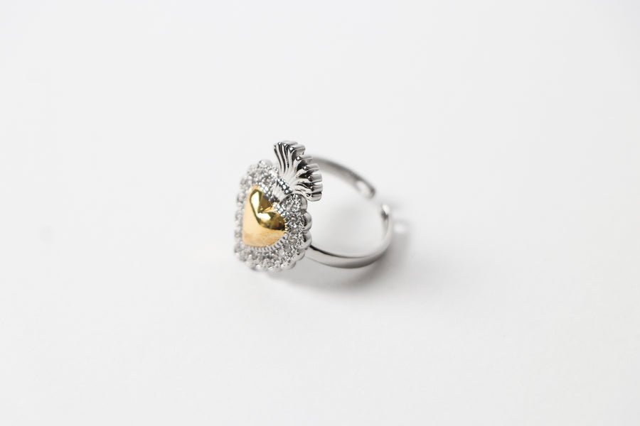 Anillo Corazón Dorado con Zirconia